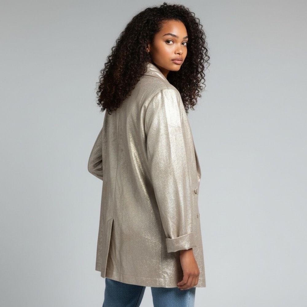 Zara Basic Metallic Silver Coat - image 2